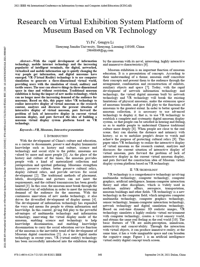 Research On Virtual Exhibition System Platform of Museum Based On VR ...