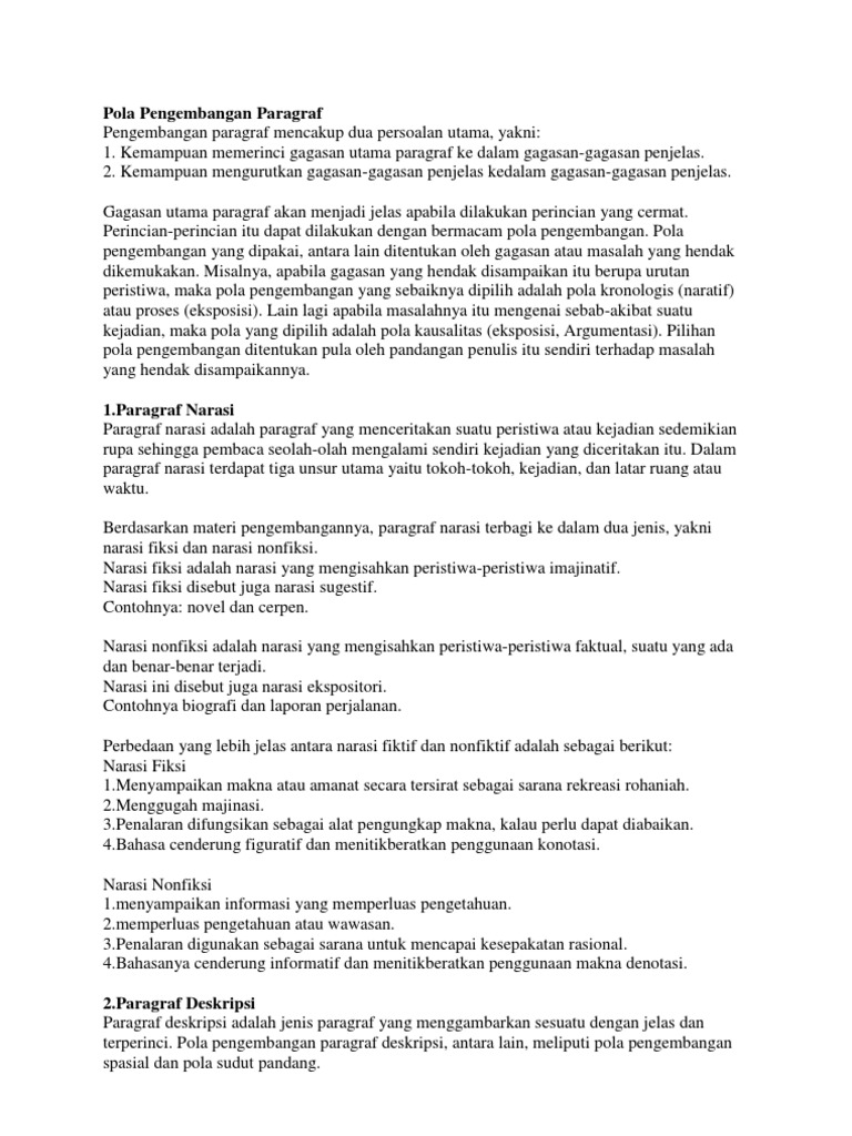 Pola Pengembangan Paragraf