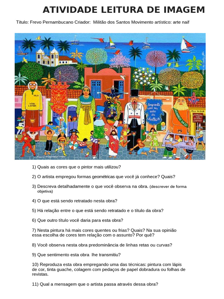 Atividade Leitura De Imagem Pdf