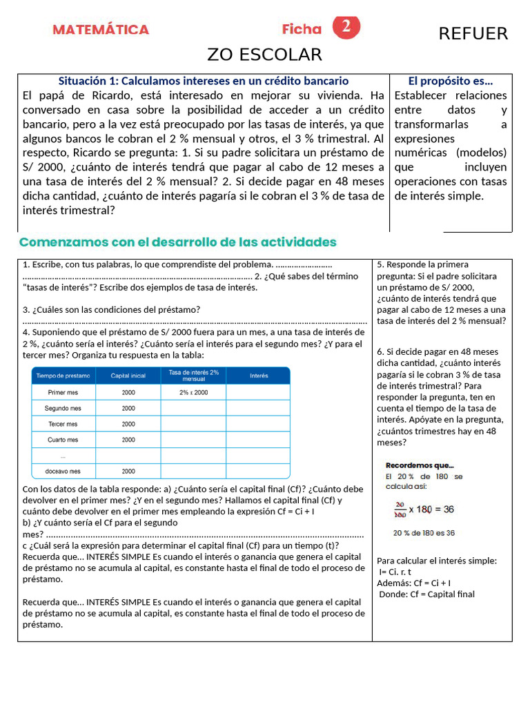 Refuerzo Escolar Ficha 2 | PDF