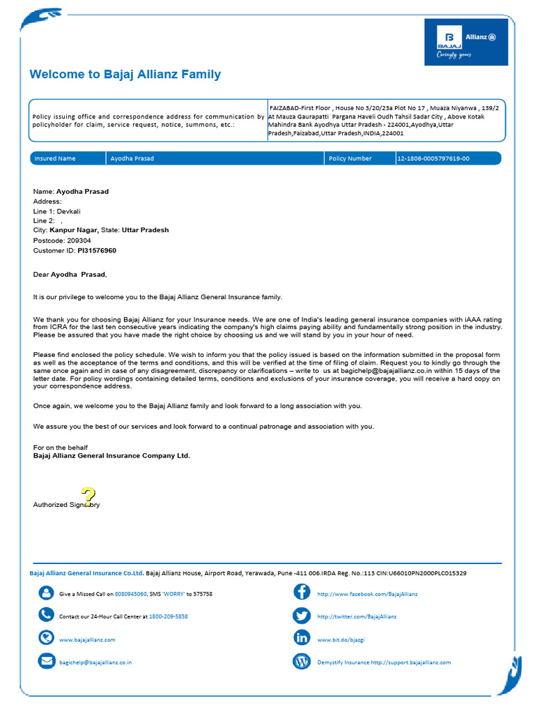 Policy Schedule Doc | PDF