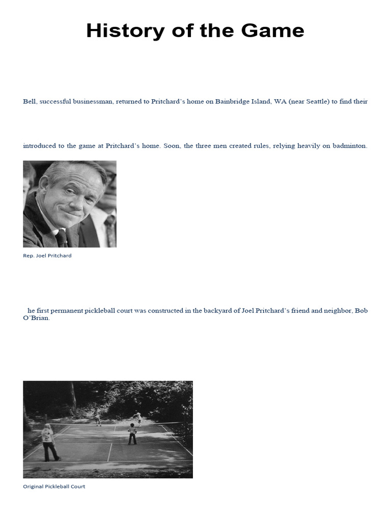 Origins and History of Pickleball | PDF | Sports