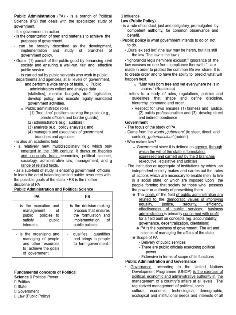 Introduction To Public Administration - Reading I | PDF