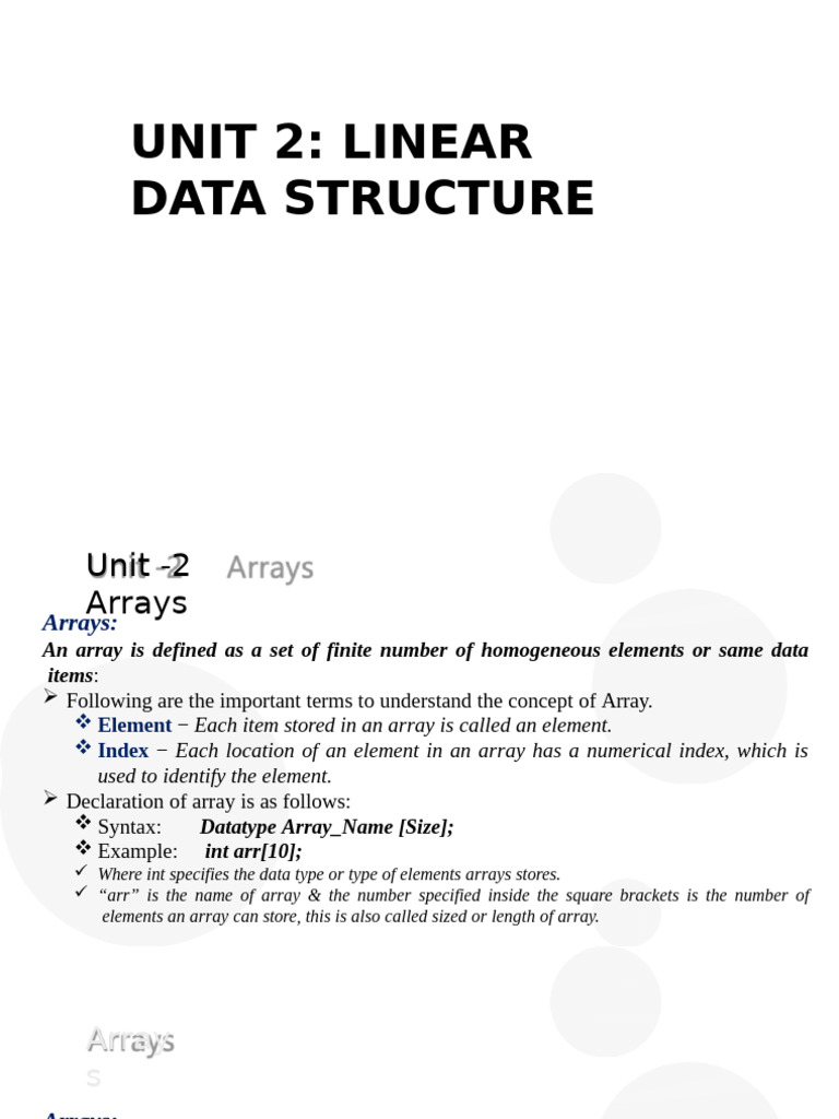 Unit-2 (Linear Data Structure) | PDF