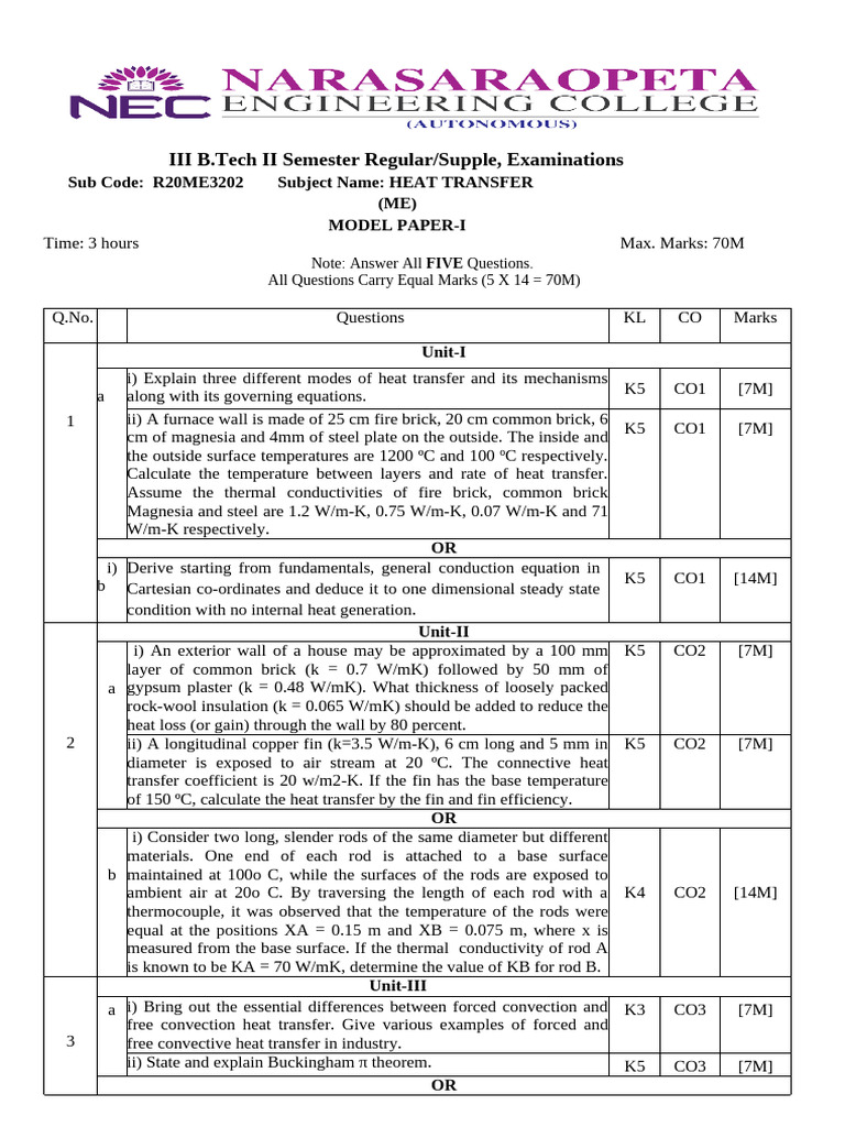HT - Model Papers | PDF | Heat Transfer | Boundary Layer