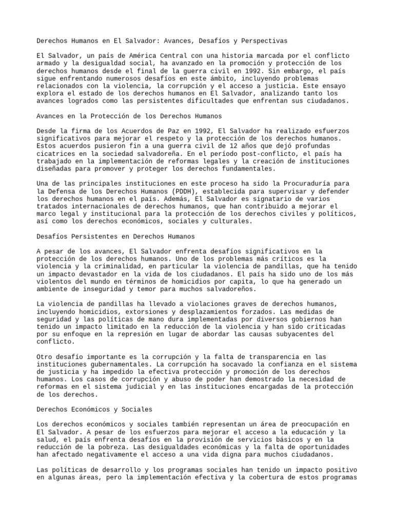 Derechos Humanos en El Salvador | PDF