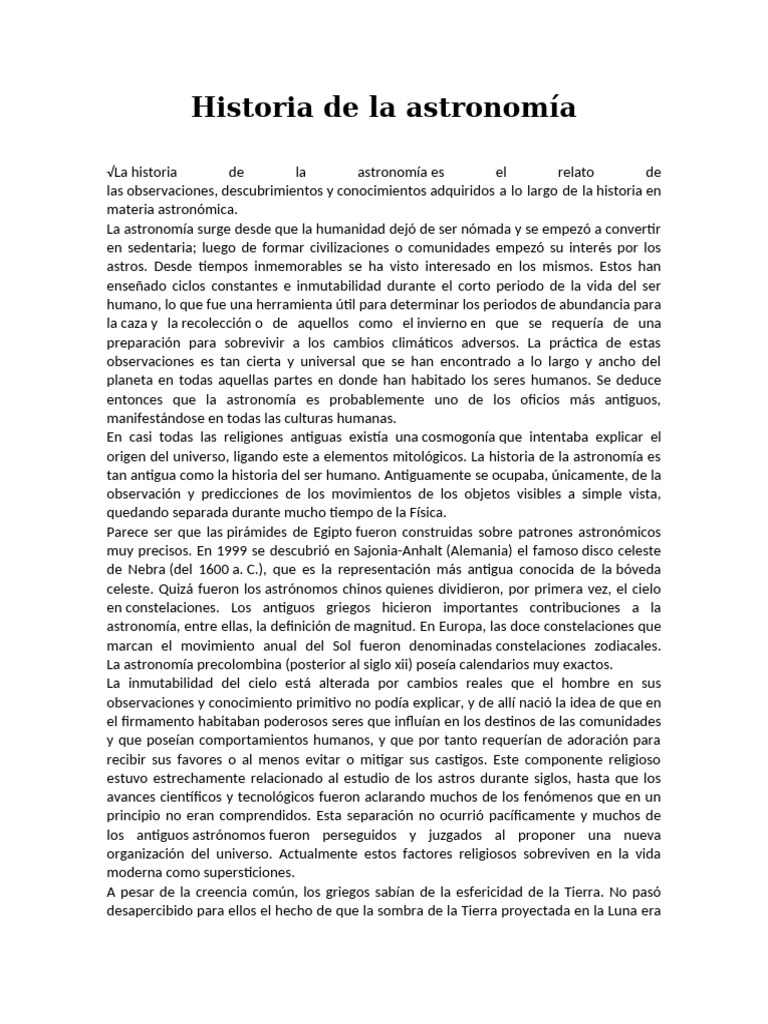 Historia de La Astronomía | PDF | Astronomía | Historia