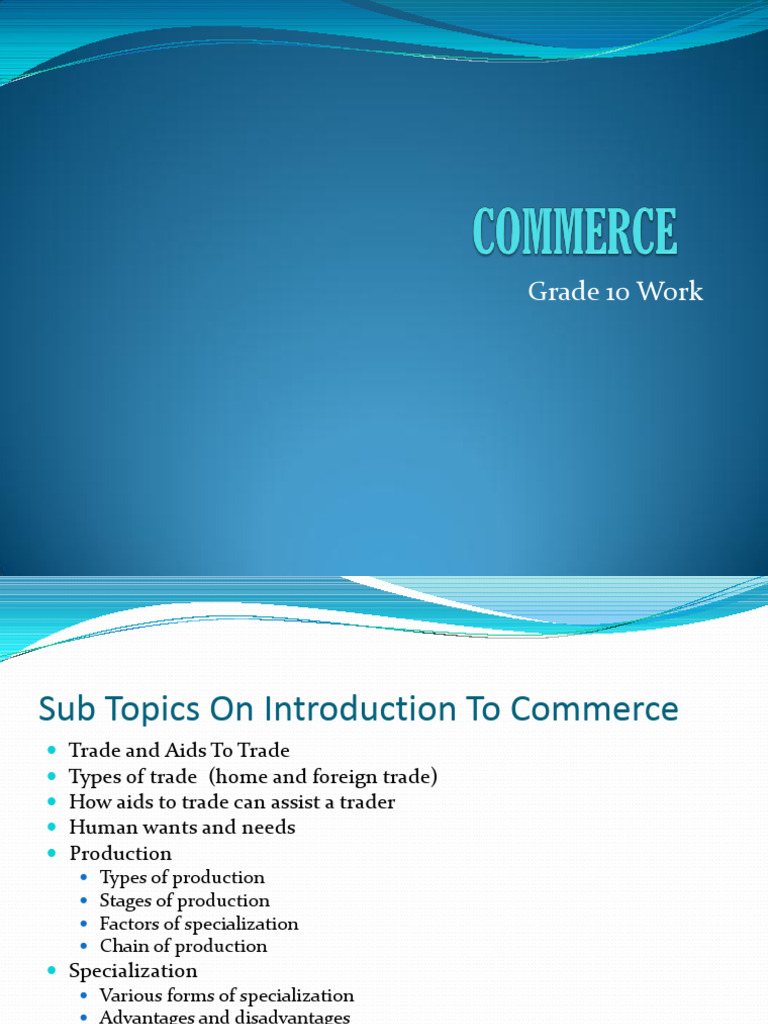 Introduction to Commerce Overview | PDF | Commerce | Labour Economics