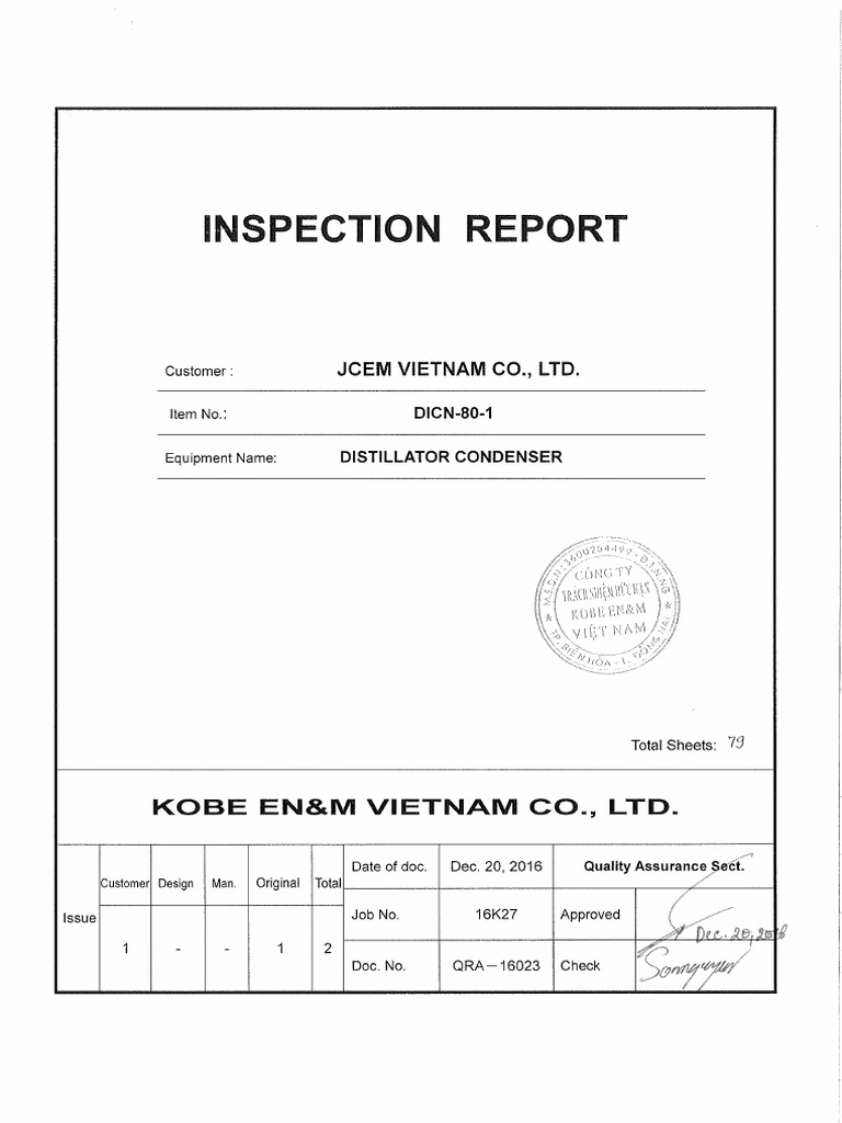 Inspection Report (DICN-80-1) | PDF