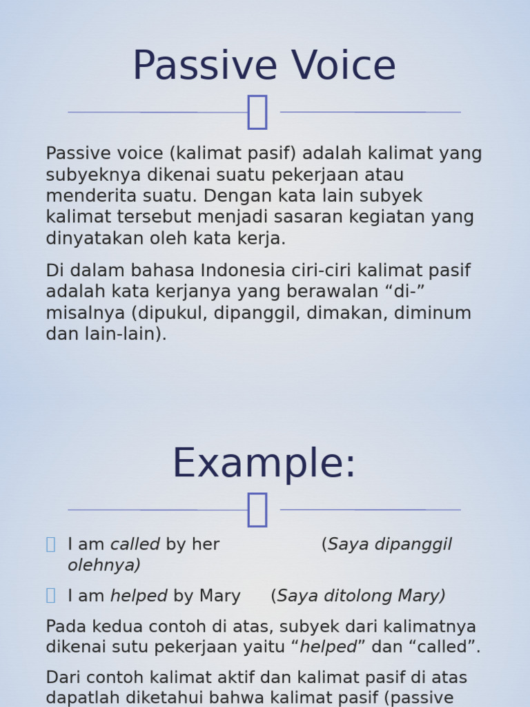 Kalimat Pasif Kelas 9 | PDF