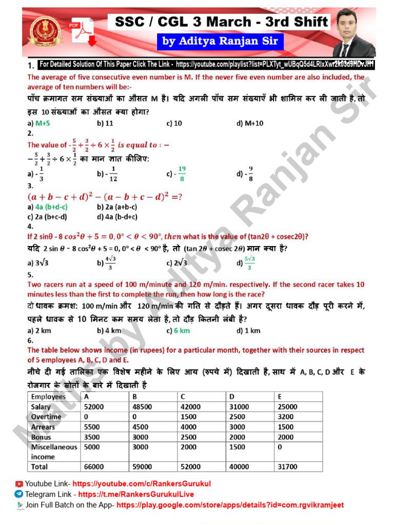 SSC CGL March 3rd Shift Overview | PDF | I Phone | Social Network