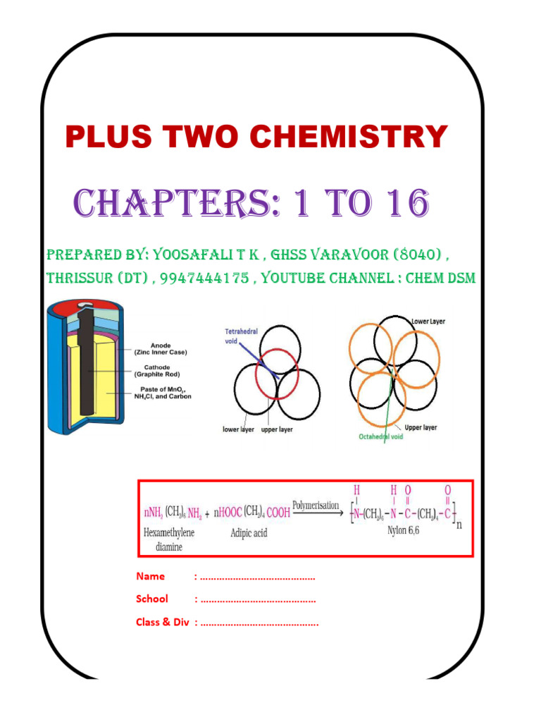 Xii chemistry full notes by yoosafali t k pdf