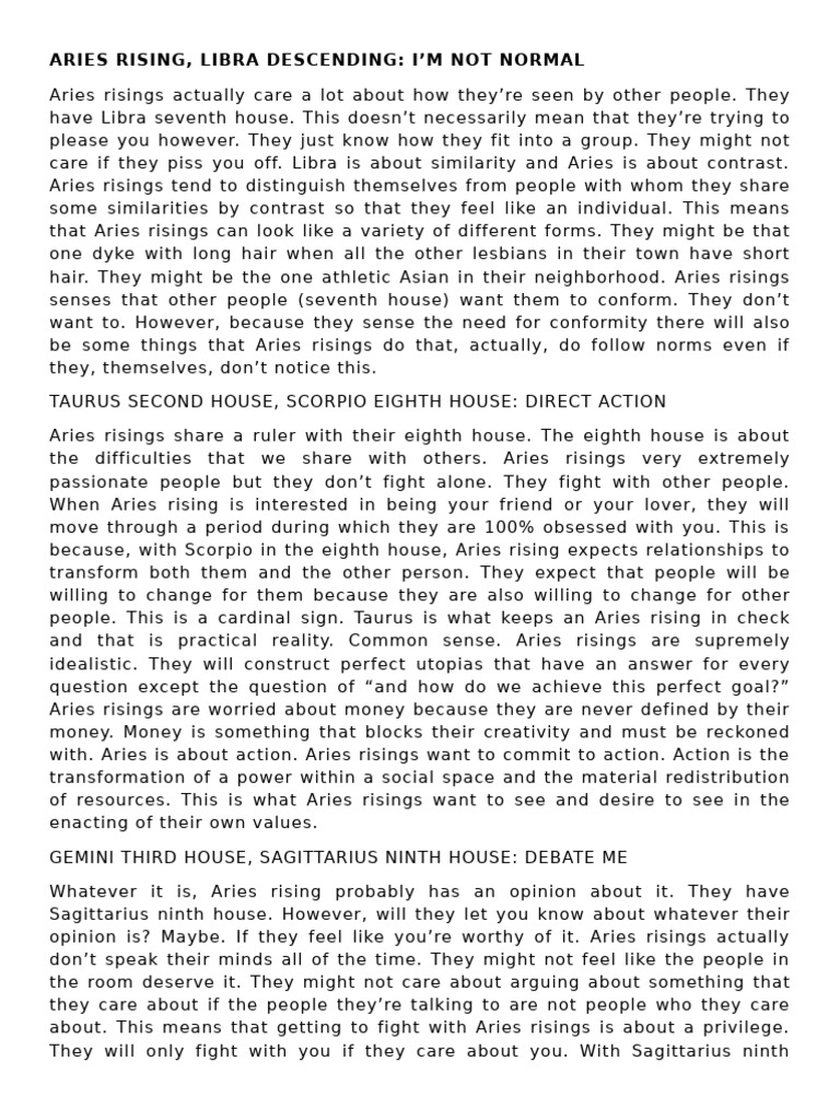 Rising Signs Synthesized | PDF | Planets In Astrology