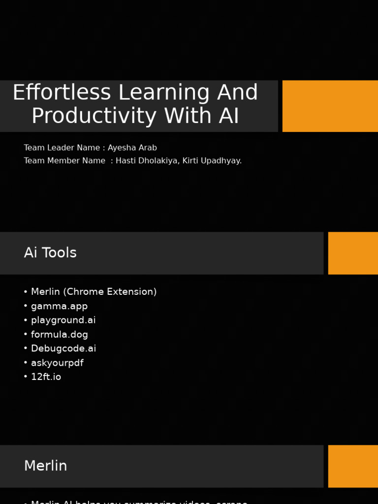 AI Tools for Enhanced Learning & Productivity | PDF