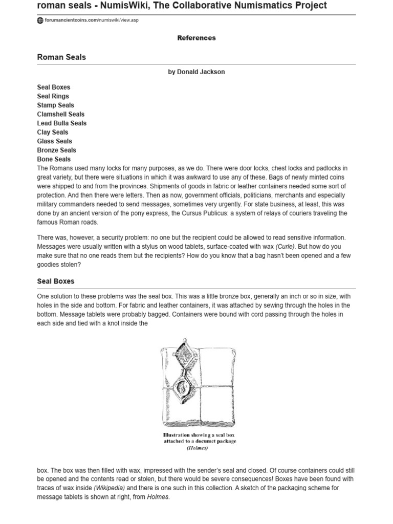 roman seals - NumisWiki, The Collaborative Numismatics Project | PDF