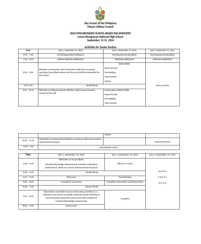 Synchronized School Based Encampment Senior Section 2024 - MAAD | PDF ...