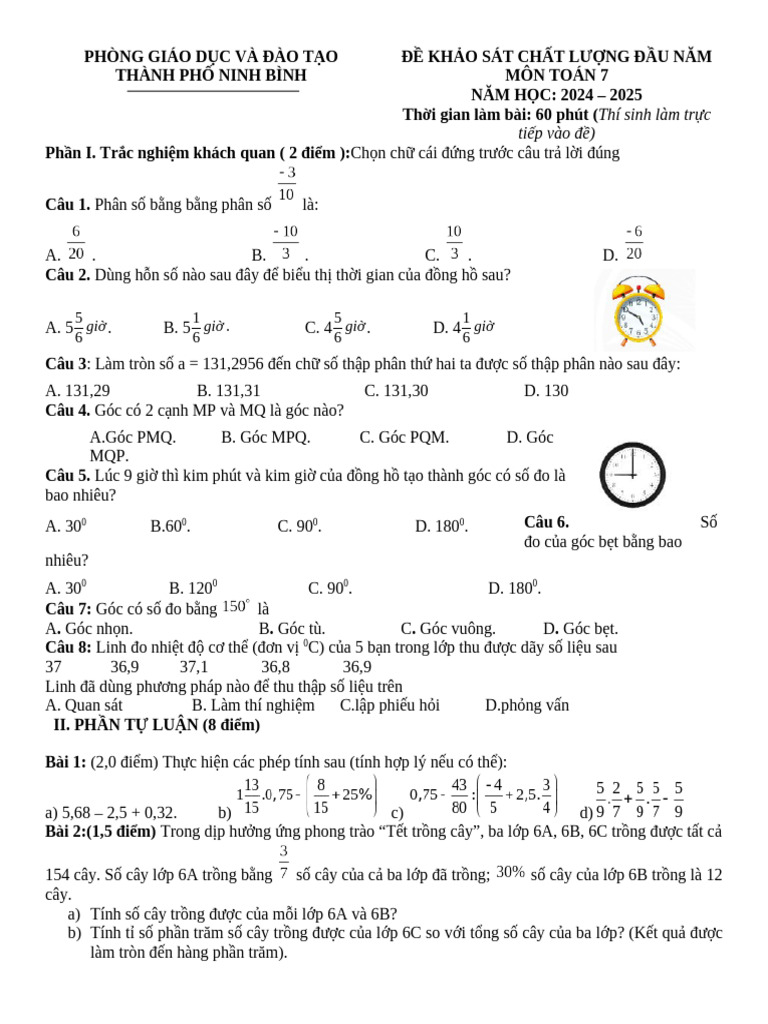 De Toan 7 CT | PDF
