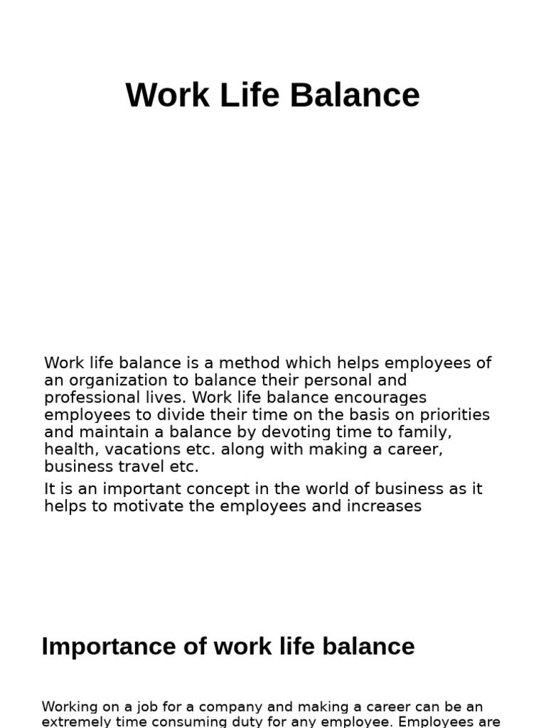 Work Life Balance | PDF