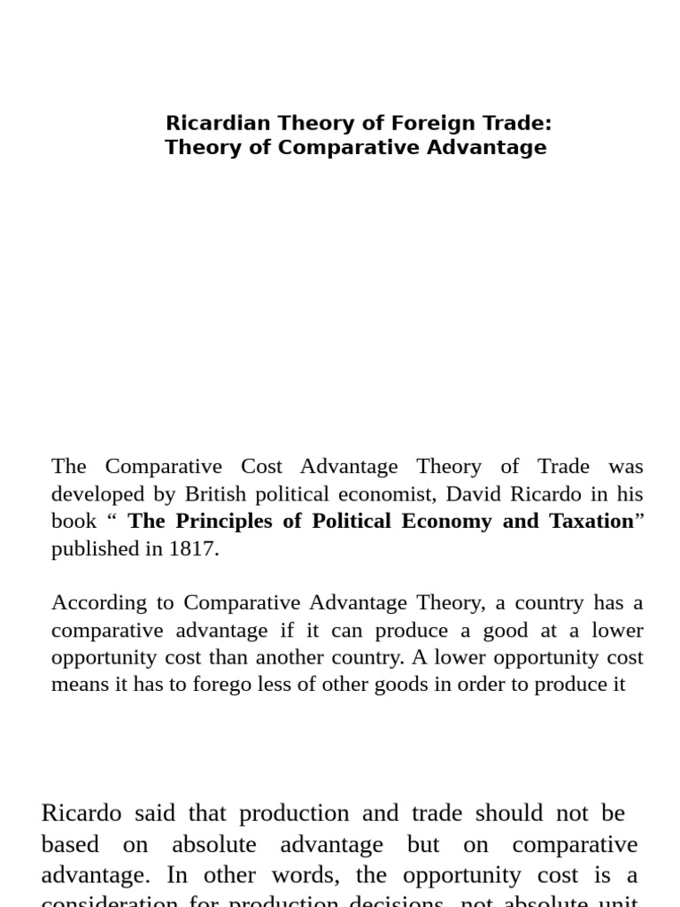 Comparative Advantage Theory 1 Pdf