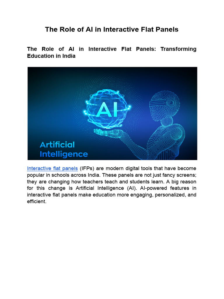 The Role of Artificial Intelligence in Interactive Flat Panels | PDF ...