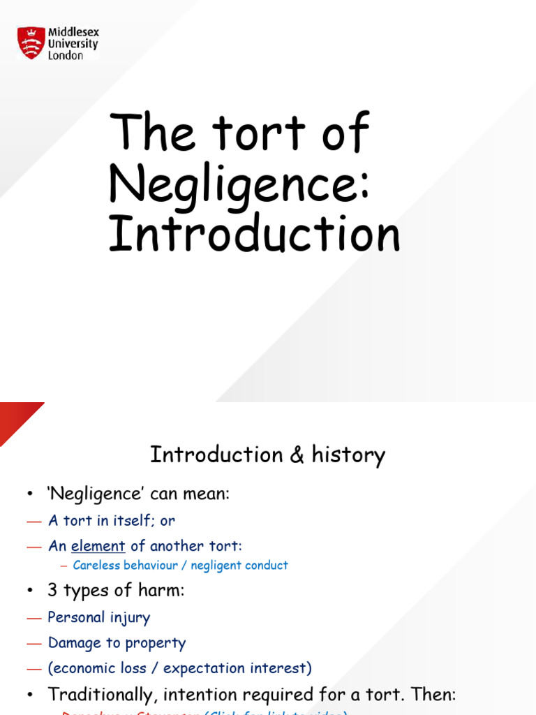 Lecture 2 Introduction To Negligence - Duty of Care | PDF