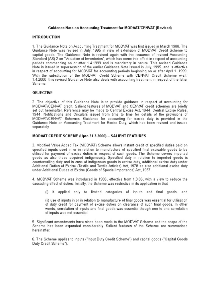 Accounting Note CENVAT | PDF