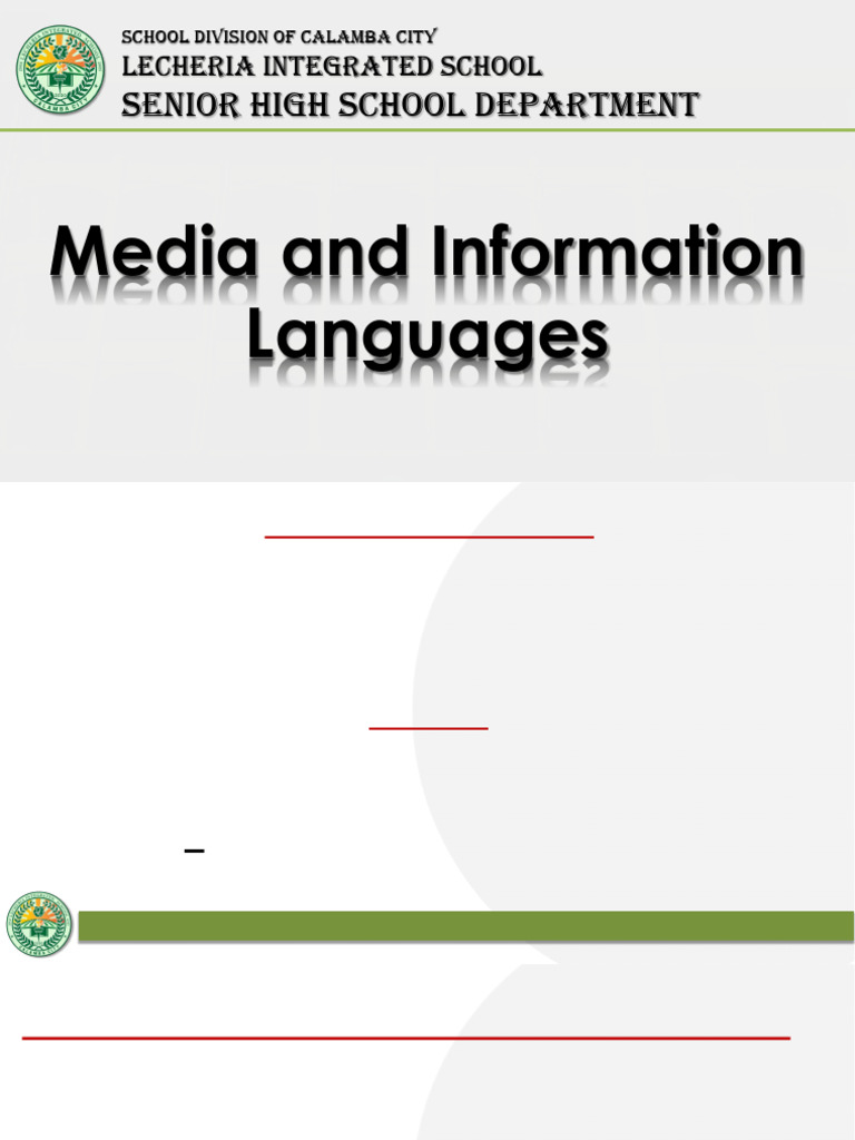 Lesson 6. Media and Information Languages | PDF