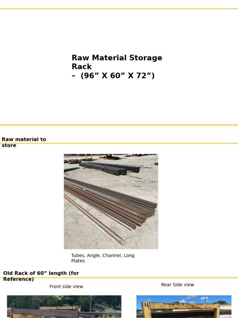 Raw Material Storage Rack Specifications | PDF