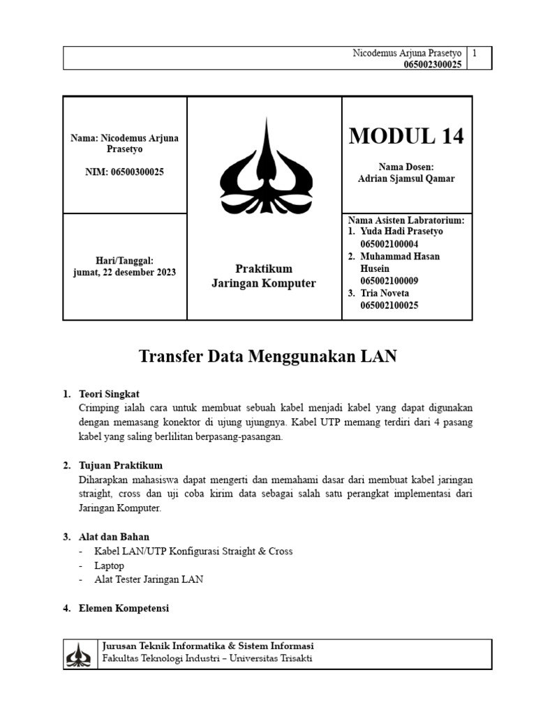 Nicodemus Arjuna Prasetyo - Modul 14 - Jaringan Komputer | PDF