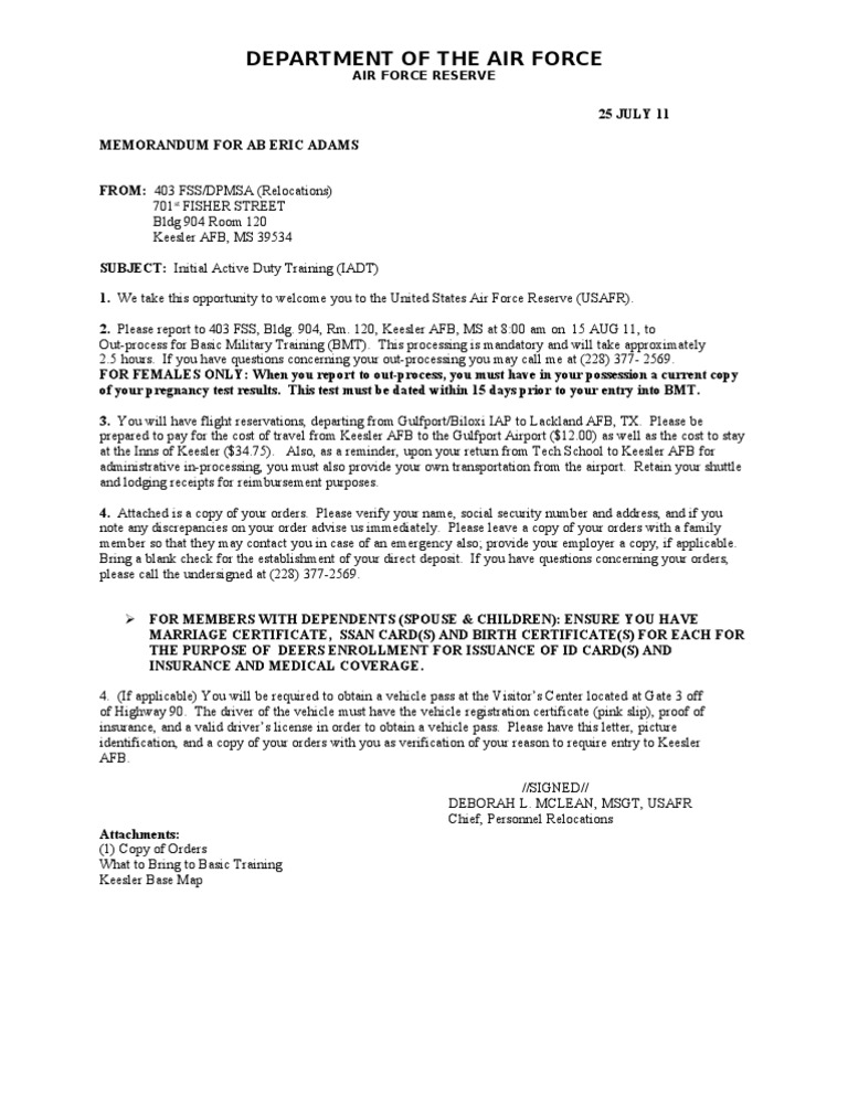 IADT Instructions for Air Force Reservists | PDF | Business