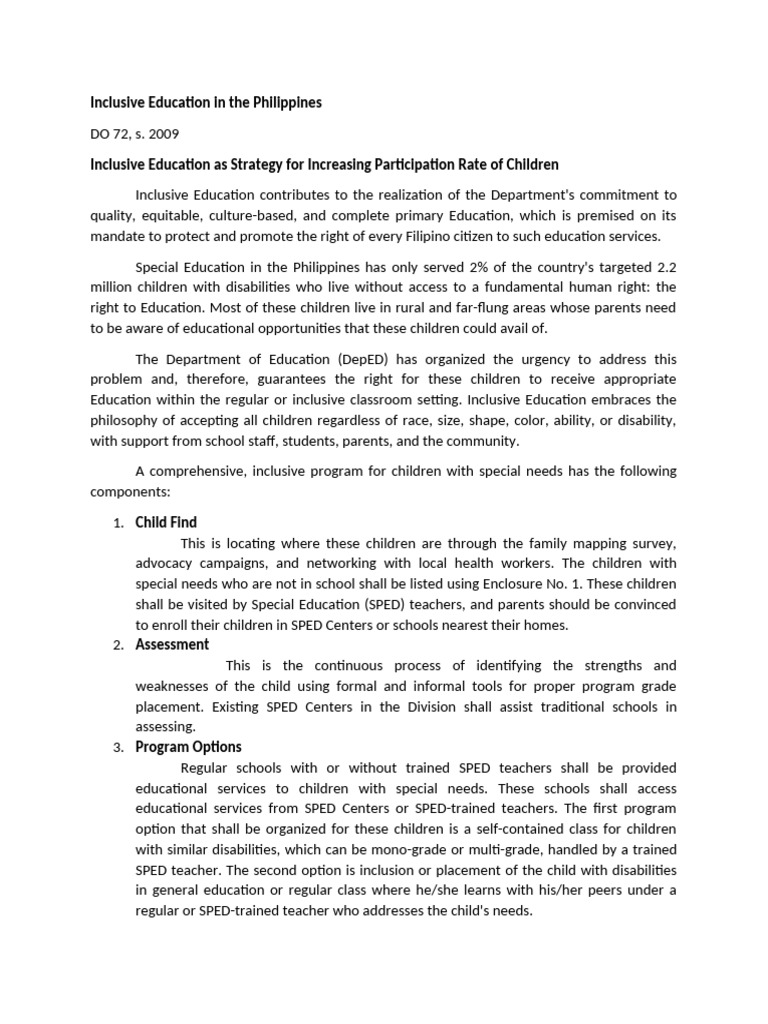 Inclusive Education in The Philippines 2 | PDF
