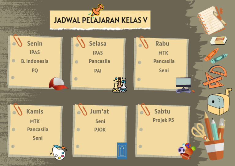 Hijau Krem Kreatif Modern Jadwal Pelajaran Dokumen A4 | PDF