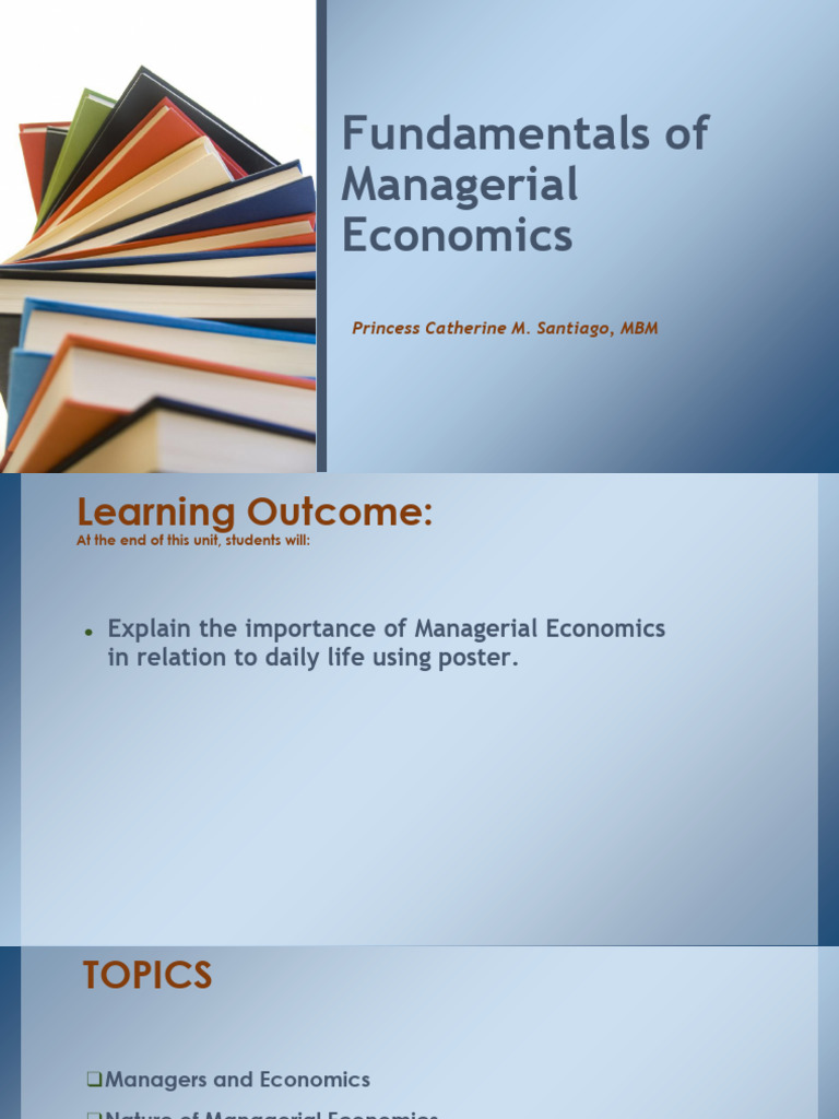 01-24. Fundamentals of Managerial Economics | PDF