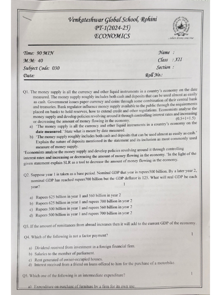 Money and Banking Worksheet | PDF