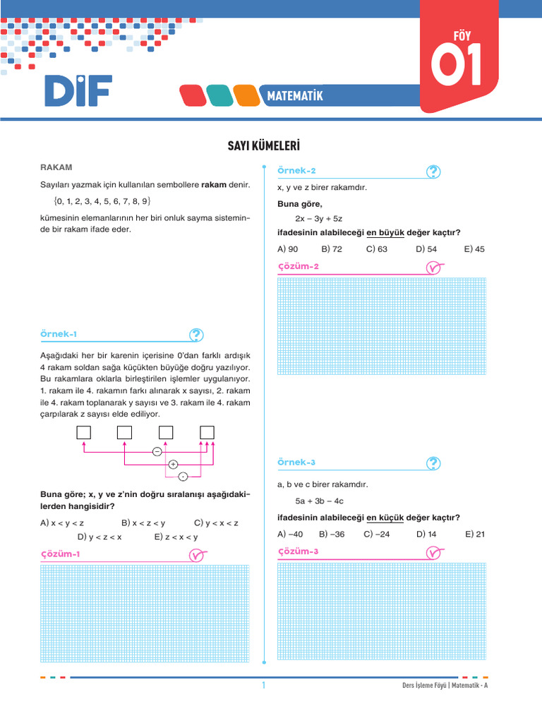 Tyt Matemati̇k - A - Di̇f - Föy 1 - Ornek | PDF
