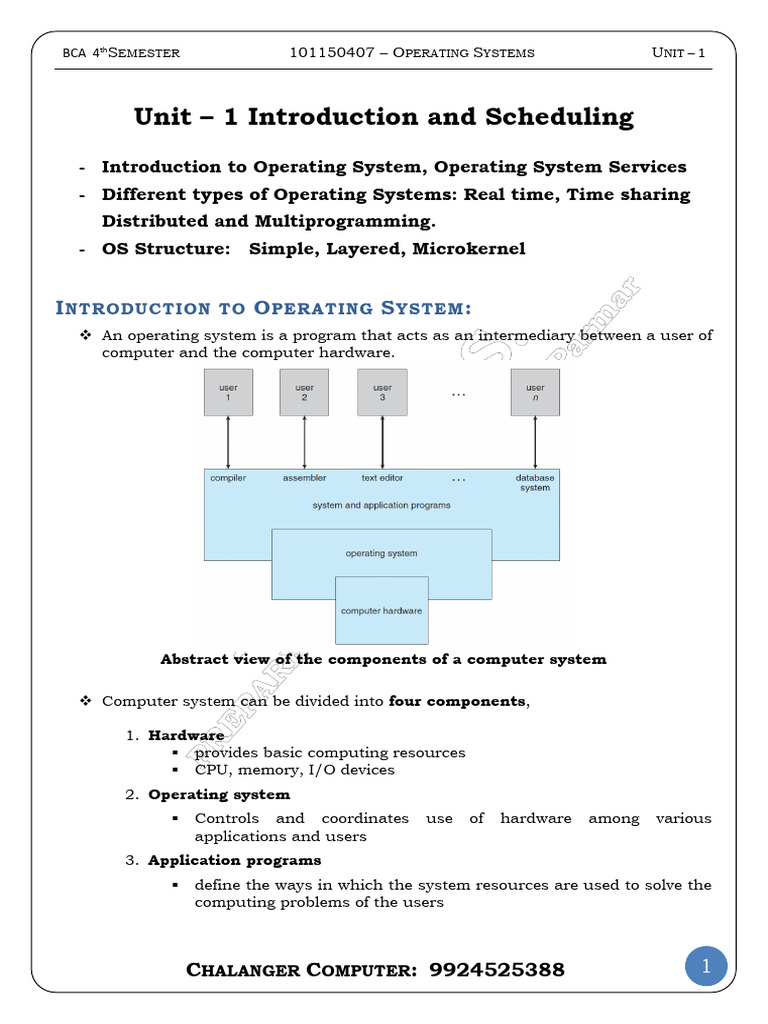 BCA 101150407 S IV OS Unit 1 | PDF