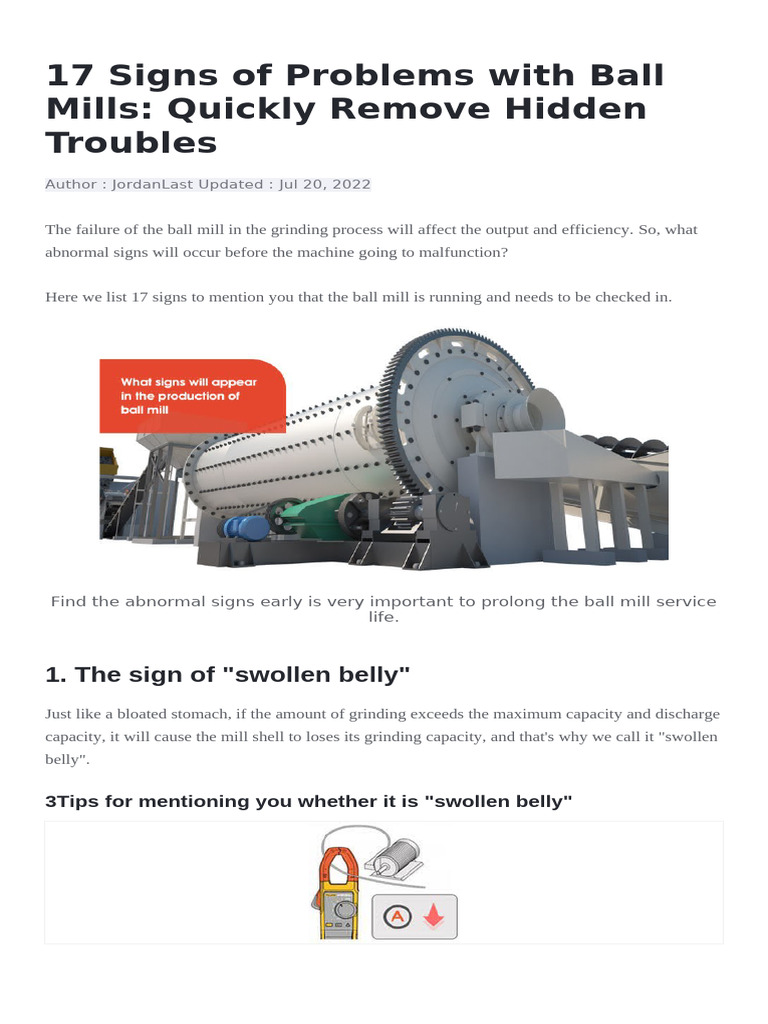17 Signs of Problems With Ball Mills | PDF