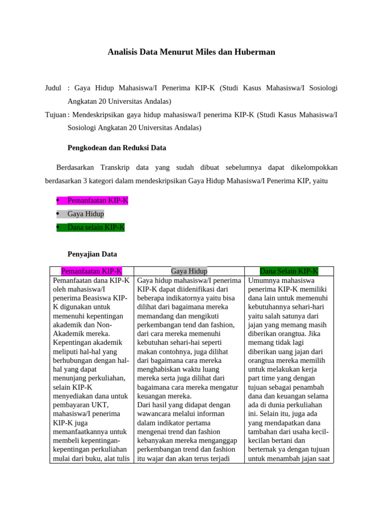 Analisis Data Menurut Miles dan Huberman | PDF
