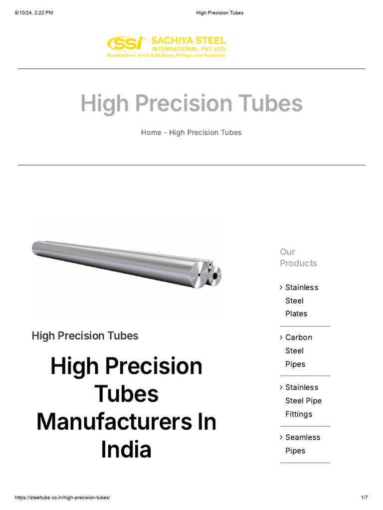 High Precision Tubes Selection | PDF