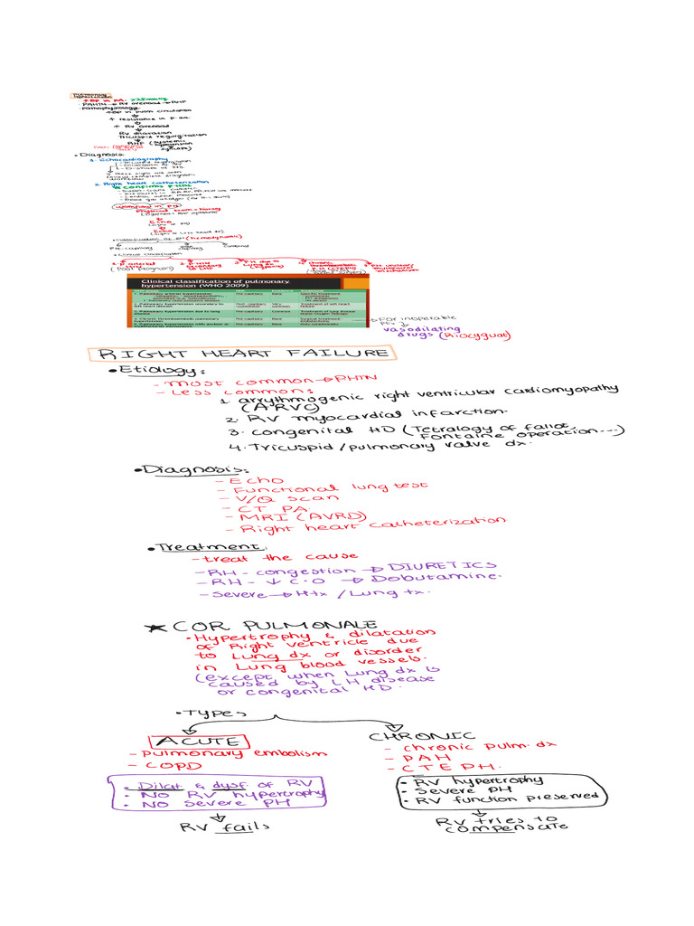 Right Heart Failure Hand Written Notes | PDF
