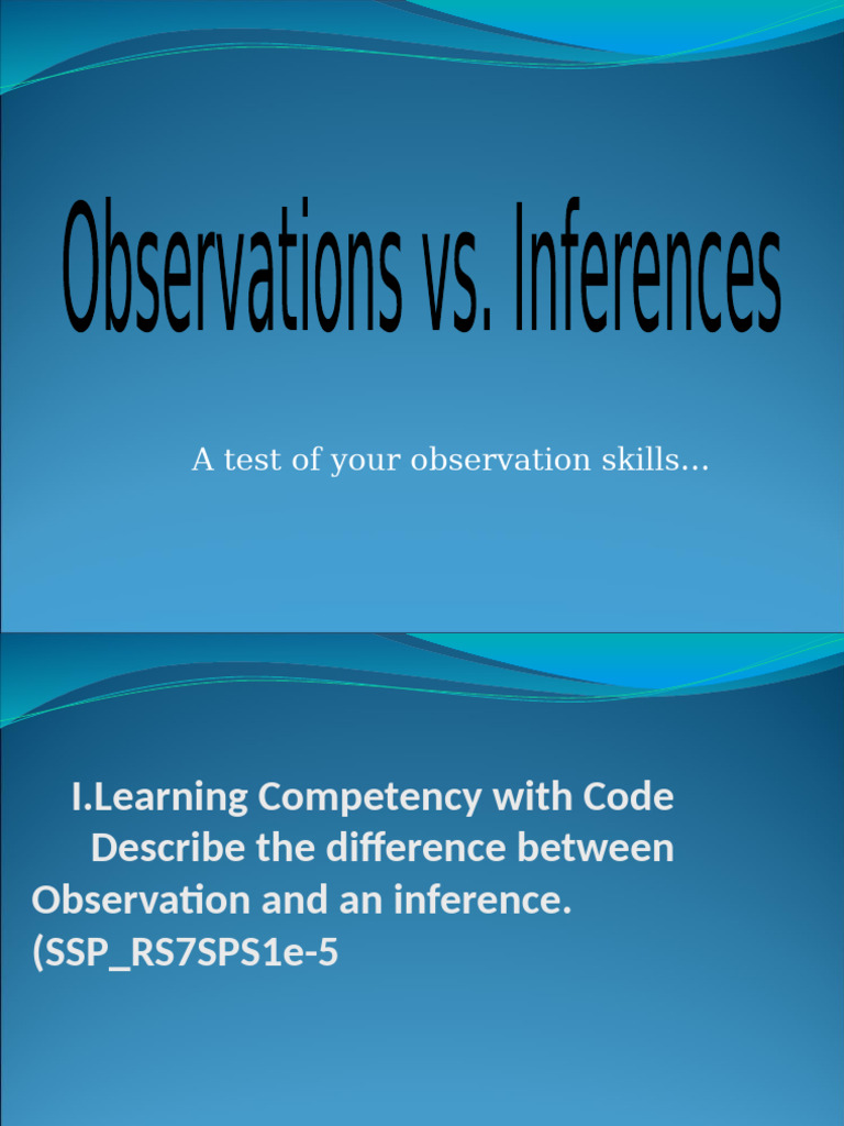 RESEARCH Observation Vs Inference Week 5 | PDF