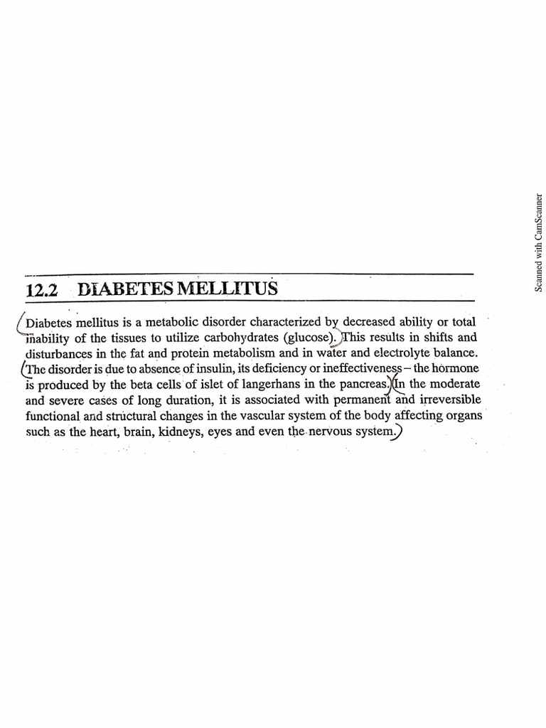 Diabetes Note at MSC Cu 2nd Sem | PDF