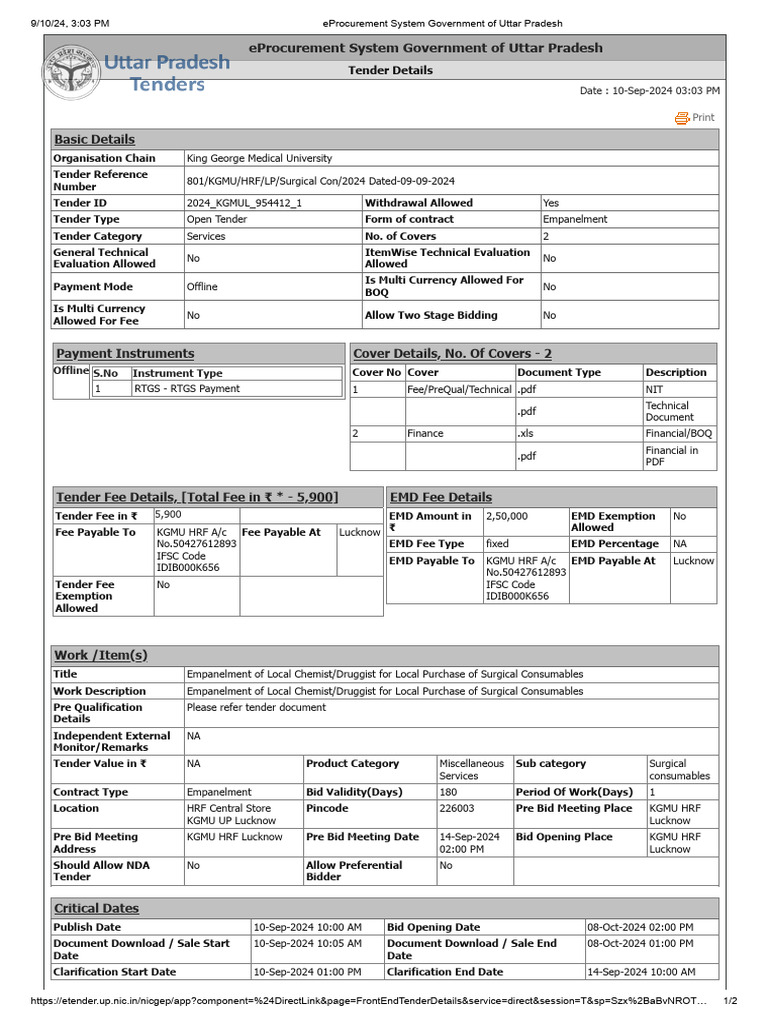 NIT Local Purchase of Surgical Consumables | PDF