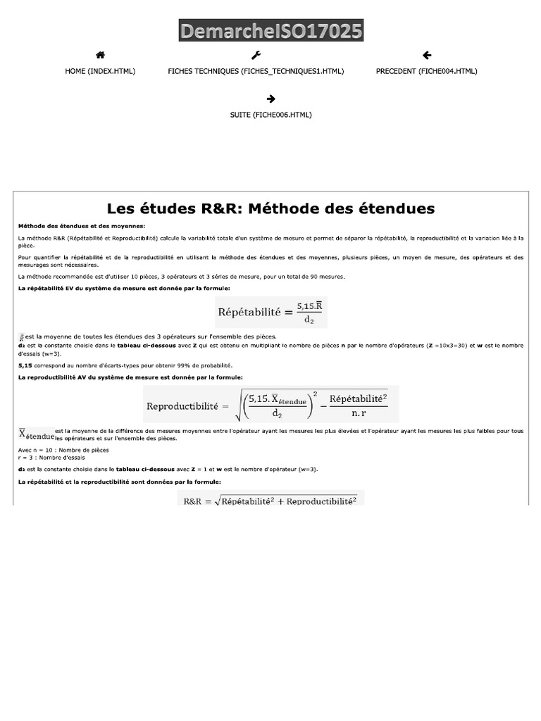 Les Études R&R - Méthode Des Étendues +++ | PDF