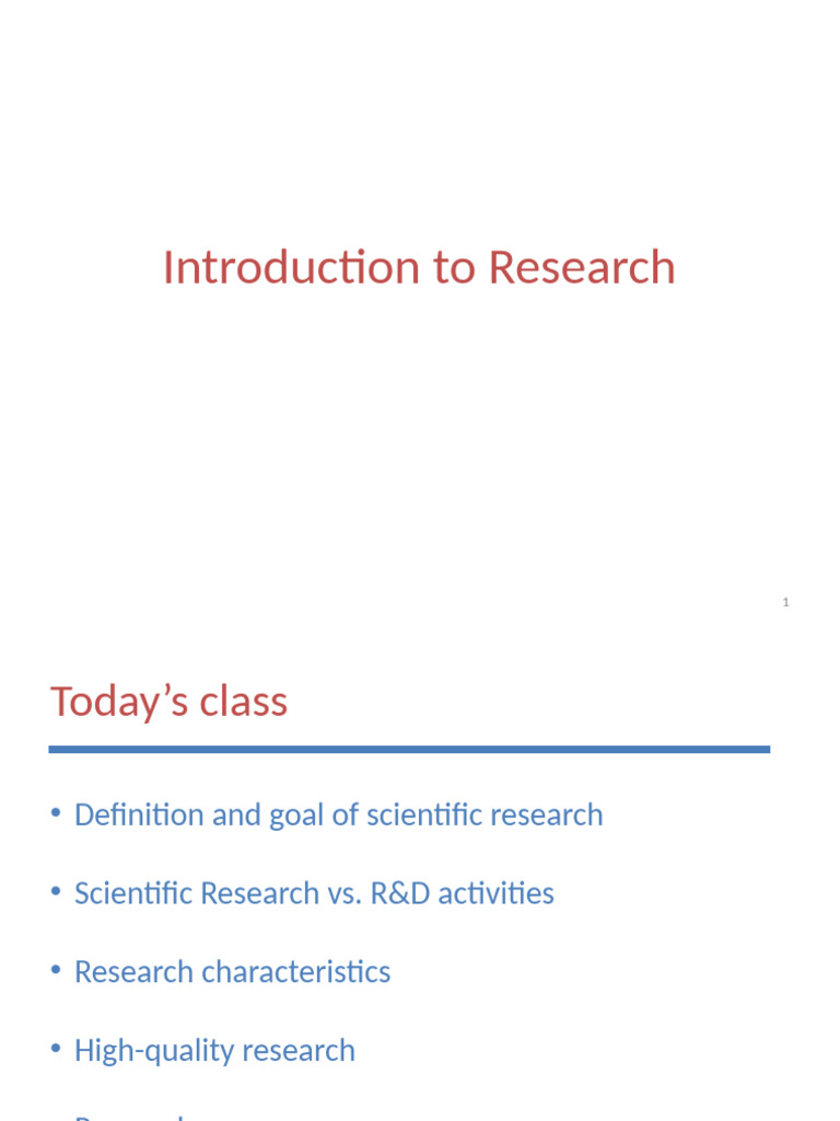 2 Lecture - Introduction To Research | PDF | Methodology | Career & Growth