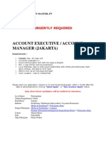 Account Executive / Account Manager (Jakarta) : Urgently Required