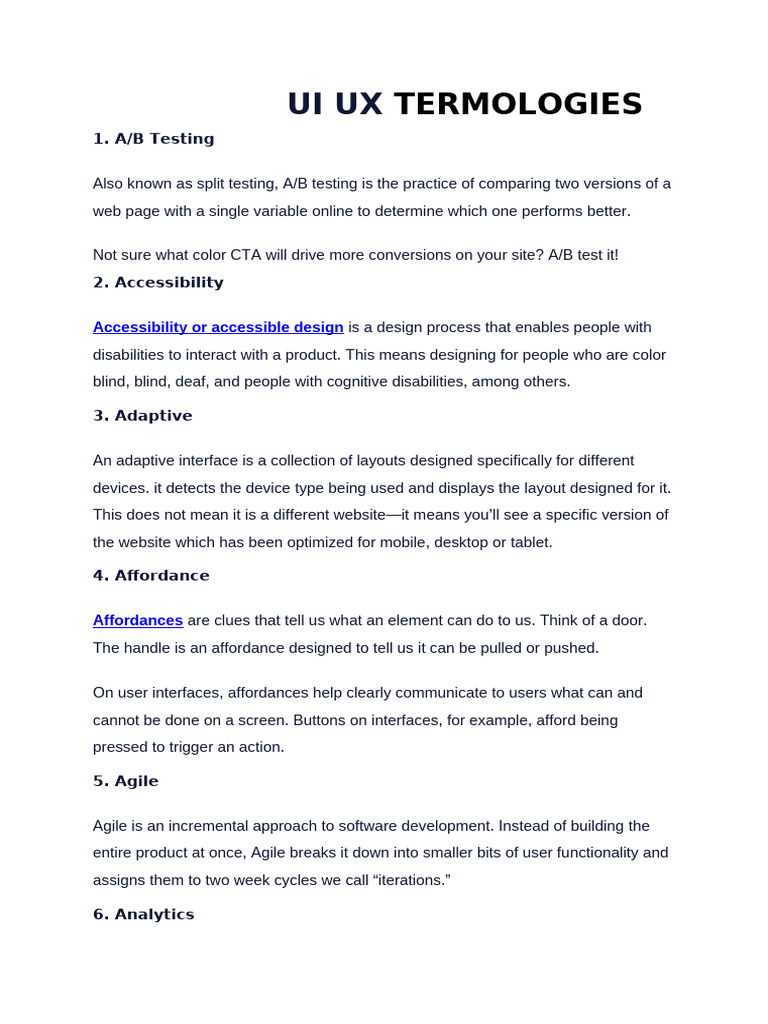 Ui Ux Termologies | PDF