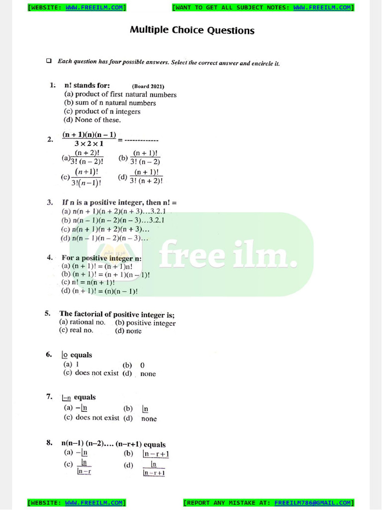 Mcqs of Mathematics | PDF