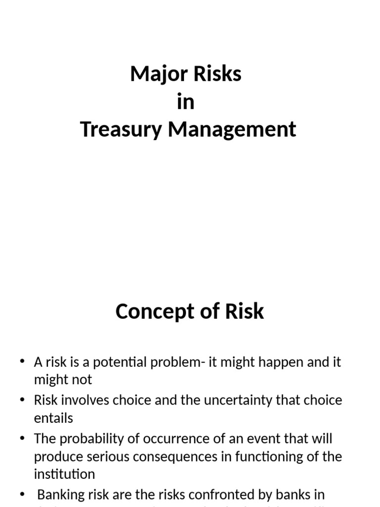 Chapter - 5 Major Risk of Treasury Management | PDF