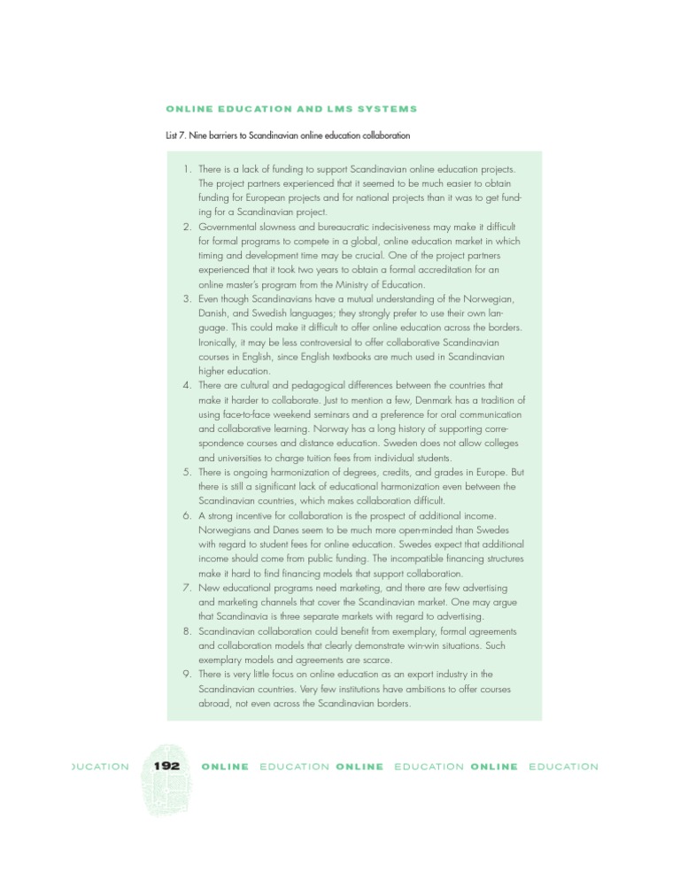 Curated visual reference: Visual Reference: Barriers To Scandinavian Online Education Pdf